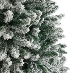 6’ Slim Flocked Montreal Fir Artificial Christmas Tree With 250 White LED Lights And 743 Branches -Cheap Artificial Trees Store artificial 6 slim flocked montreal fir artificial christmas tree with 250 white led lights and 743 branches nearly natural 280237
