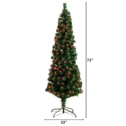 6' Slim Pre-Lit Fiber Optic Artificial Christmas Tree With 282 Colorful LED Lights -Cheap Artificial Trees Store artificial 6 slim pre lit fiber optic artificial christmas tree with 282 colorful led lights nearly natural 382869