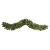 6’ Snow Tipped Christmas Artificial Garland With 35 Clear LED Lights And Pine Cones