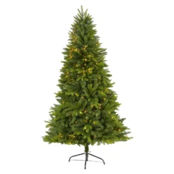6' Sun Valley Fir Artificial Christmas Tree With 300 Clear LED Lights