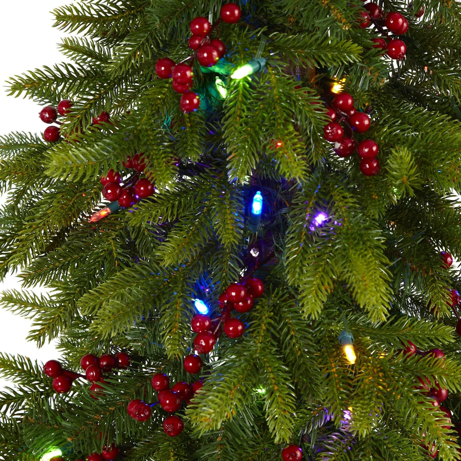 6' Victoria Fir Artificial Christmas Tree With 250 Multi-Color (Multifunction) LED Lights, Berries And 415 Bendable Branches 3 6' Victoria Fir Artificial Christmas Tree With 250 Multi-Color (Multifunction) LED Lights, Berries And 415 Bendable Branches - Image 3