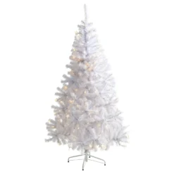 6’ White Artificial Christmas Tree With 680 Bendable Branches And 250 Clear LED Lights