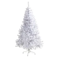 6’ White Artificial Christmas Tree With 680 Bendable Branches And 250 Clear LED Lights -Cheap Artificial Trees Store artificial 6 white artificial christmas tree with 680 bendable branches and 250 clear led lights nearly natural 986380