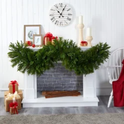 6' X 18” Christmas Pine Extra Wide Artificial Garland With 100 Multicolored LED Lights 8 6' X 18” Christmas Pine Extra Wide Artificial Garland With 100 Multicolored LED Lights -Cheap Artificial Trees Store artificial 6 x 18 christmas pine extra wide artificial garland with 100 multicolored led lights nearly natural 331961