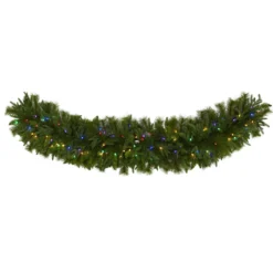 6' X 18” Christmas Pine Extra Wide Artificial Garland With 100 Multicolored LED Lights