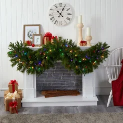 6' X 18” Christmas Pine Extra Wide Artificial Garland With 100 Multicolored LED Lights 9 6' X 18” Christmas Pine Extra Wide Artificial Garland With 100 Multicolored LED Lights -Cheap Artificial Trees Store artificial 6 x 18 christmas pine extra wide artificial garland with 100 multicolored led lights nearly natural 816782