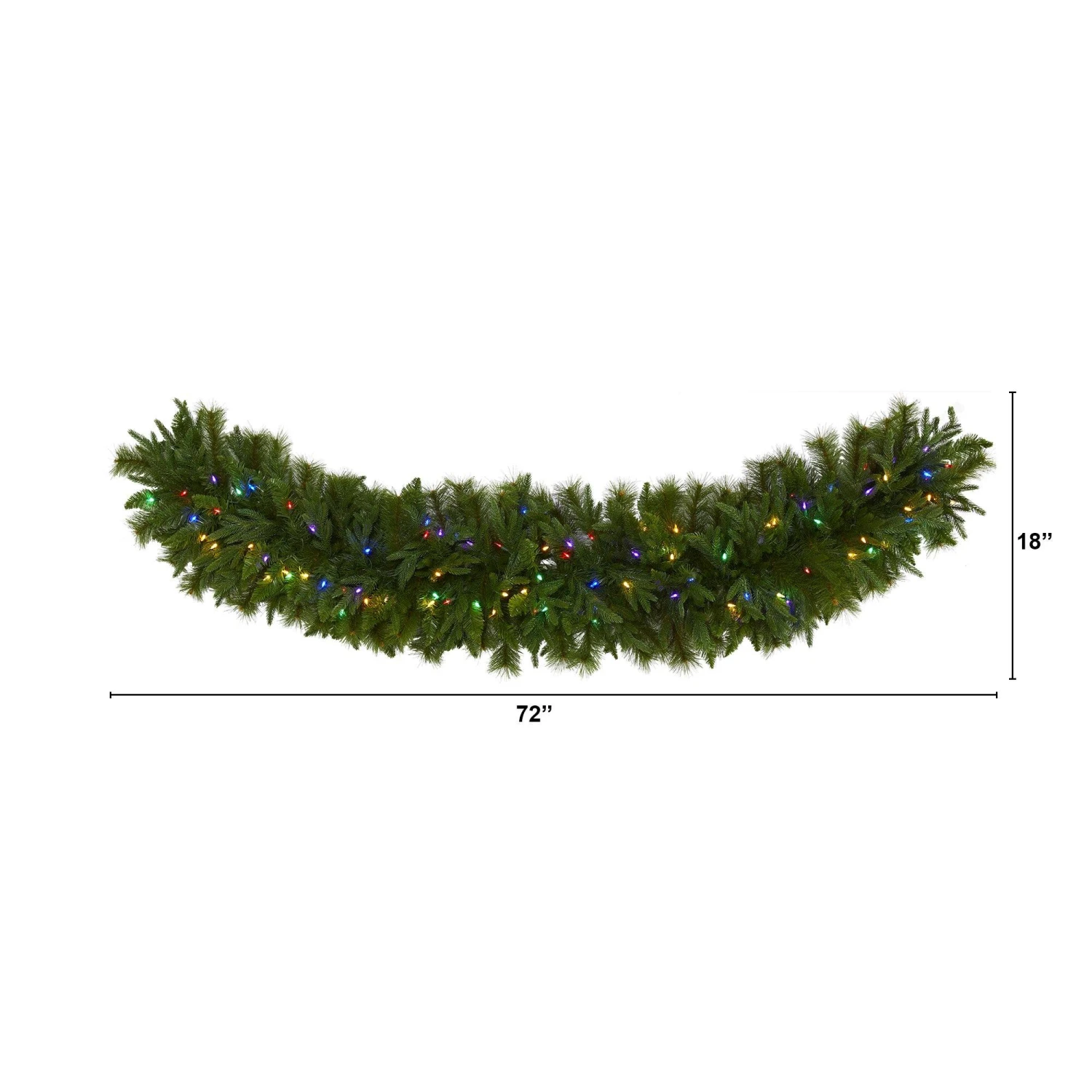 6' X 18” Christmas Pine Extra Wide Artificial Garland With 100 Multicolored LED Lights 2 6' X 18” Christmas Pine Extra Wide Artificial Garland With 100 Multicolored LED Lights - Image 2