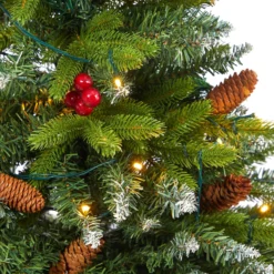 62” Snow Tipped Portland Spruce Artificial Christmas Tree With Frosted Berries And Pinecones With 100 Clear LED Lights In Red Tower Planter 11 62” Snow Tipped Portland Spruce Artificial Christmas Tree With Frosted Berries And Pinecones With 100 Clear LED Lights In Red Tower Planter -Cheap Artificial Trees Store artificial 62 snow tipped portland spruce artificial christmas tree with frosted berries and pinecones with 100 clear led lights in red tower planter nearly natural 628180