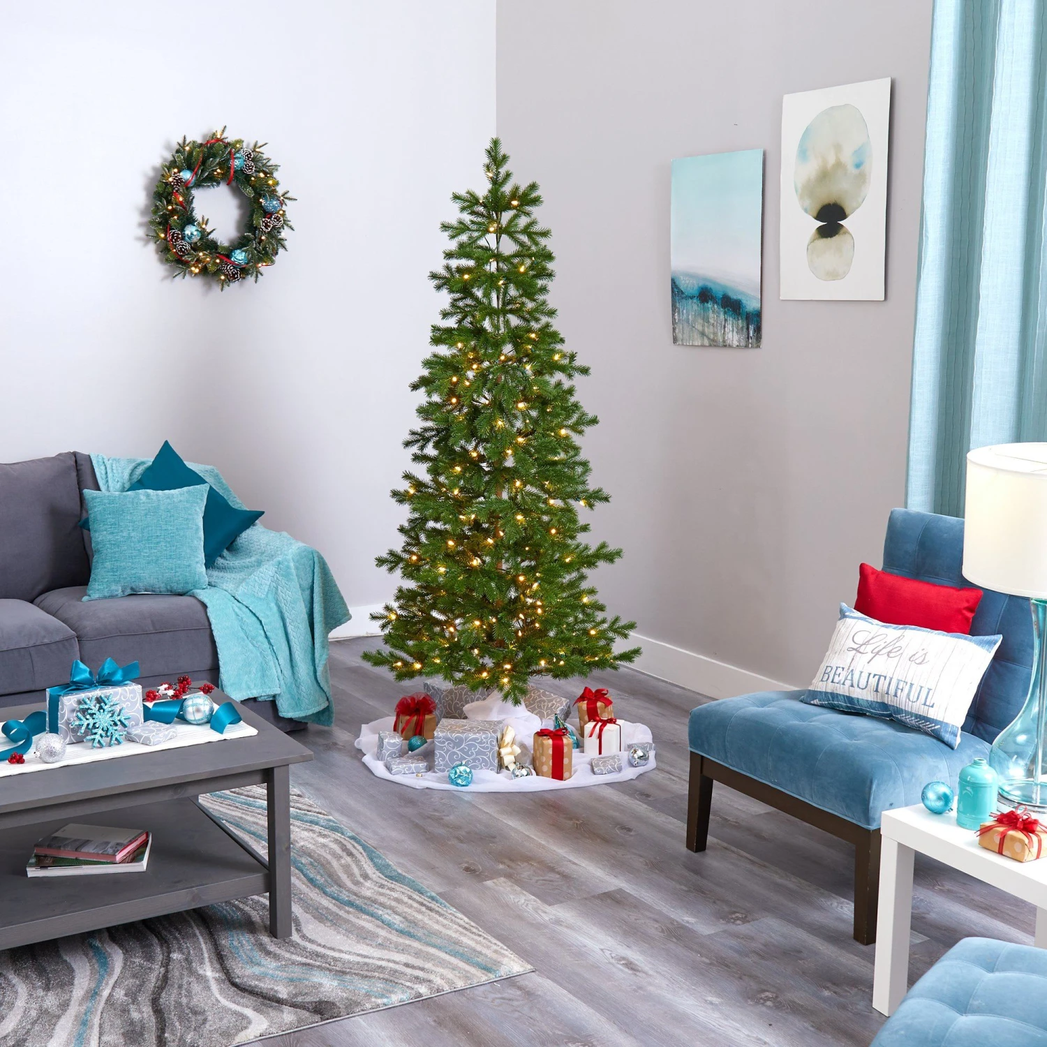 6.5' Big Sky Spruce Artificial Christmas Tree With 200 Clear Warm (Multifunction) LED Lights And 265 Bendable Branches 8 6.5' Big Sky Spruce Artificial Christmas Tree With 200 Clear Warm (Multifunction) LED Lights And 265 Bendable Branches - Image 8