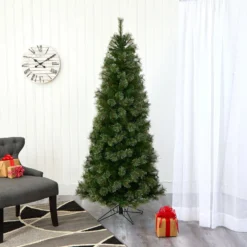 6.5' Cashmere Slim Artificial Christmas Tree With660 Bendable Branches -Cheap Artificial Trees Store artificial 65 cashmere slim artificial christmas tree with 660 bendable branches christmas tree nearly natural 203256