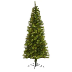 6.5β Green Valley Pine Artificial Christmas Tree With 300 Warm White LED Lights And 579 Bendable Branches