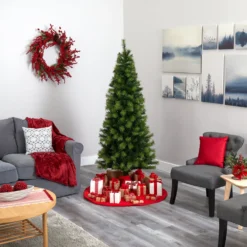 6.5’ Green Valley Pine Artificial Christmas Tree With 300 Warm White LED Lights And 579 Bendable Branches -Cheap Artificial Trees Store artificial 65 green valley pine artificial christmas tree with 300 warm white led lights and 579 bendable branches nearly natural 358142