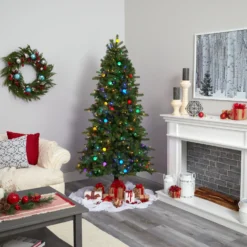 6.5' Montana Mountain Fir Artificial Christmas Tree -Cheap Artificial Trees Store artificial 65 montana mountain fir artificial christmas tree with 450 multi color led lights and instant connect technology 45 globe bulbs and 1042 bendable branches near 378890