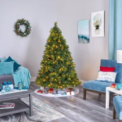 6.5’ North Carolina Mixed Pine Artificial Christmas Tree With 350 Warm White LED Lights, 1367 Bendable Branches And Pinecones -Cheap Artificial Trees Store artificial 65 north carolina mixed pine artificial christmas tree with 350 warm white led lights 1367 bendable branches and pinecones nearly natural 187940