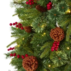 6.5’ Norway Mixed Pine Artificial Christmas Tree With 350 Clear LED Lights, Pine Cones And Berries -Cheap Artificial Trees Store artificial 65 norway mixed pine artificial christmas tree with 350 clear led lights pine cones and berries nearly natural 464647