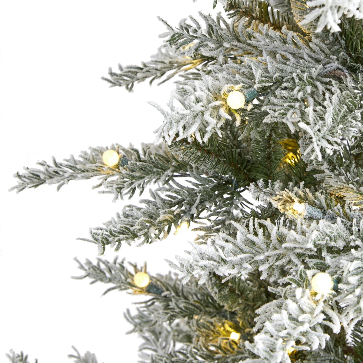 6.5’ Slim Flocked Nova Scotia Spruce Artificial Christmas Tree With 300 Warm White LED Lights And 699 Bendable Branches 3 6.5’ Slim Flocked Nova Scotia Spruce Artificial Christmas Tree With 300 Warm White LED Lights And 699 Bendable Branches - Image 3