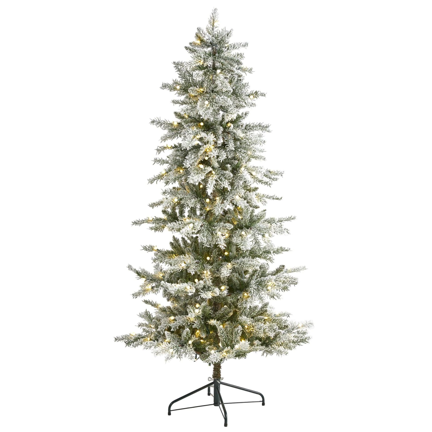 6.5’ Slim Flocked Nova Scotia Spruce Artificial Christmas Tree With 300 Warm White LED Lights And 699 Bendable Branches 1 6.5’ Slim Flocked Nova Scotia Spruce Artificial Christmas Tree With 300 Warm White LED Lights And 699 Bendable Branches