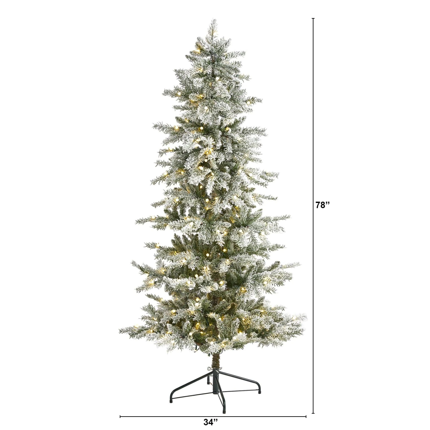 6.5’ Slim Flocked Nova Scotia Spruce Artificial Christmas Tree With 300 Warm White LED Lights And 699 Bendable Branches 2 6.5’ Slim Flocked Nova Scotia Spruce Artificial Christmas Tree With 300 Warm White LED Lights And 699 Bendable Branches - Image 2