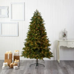 6.5’ Washington Fir Artificial Christmas Tree With 400 Clear Lights And 1110 Bendable Branches -Cheap Artificial Trees Store artificial 65 washington fir artificial christmas tree with 400 clear lights and 1110 bendable branches nearly natural 160324