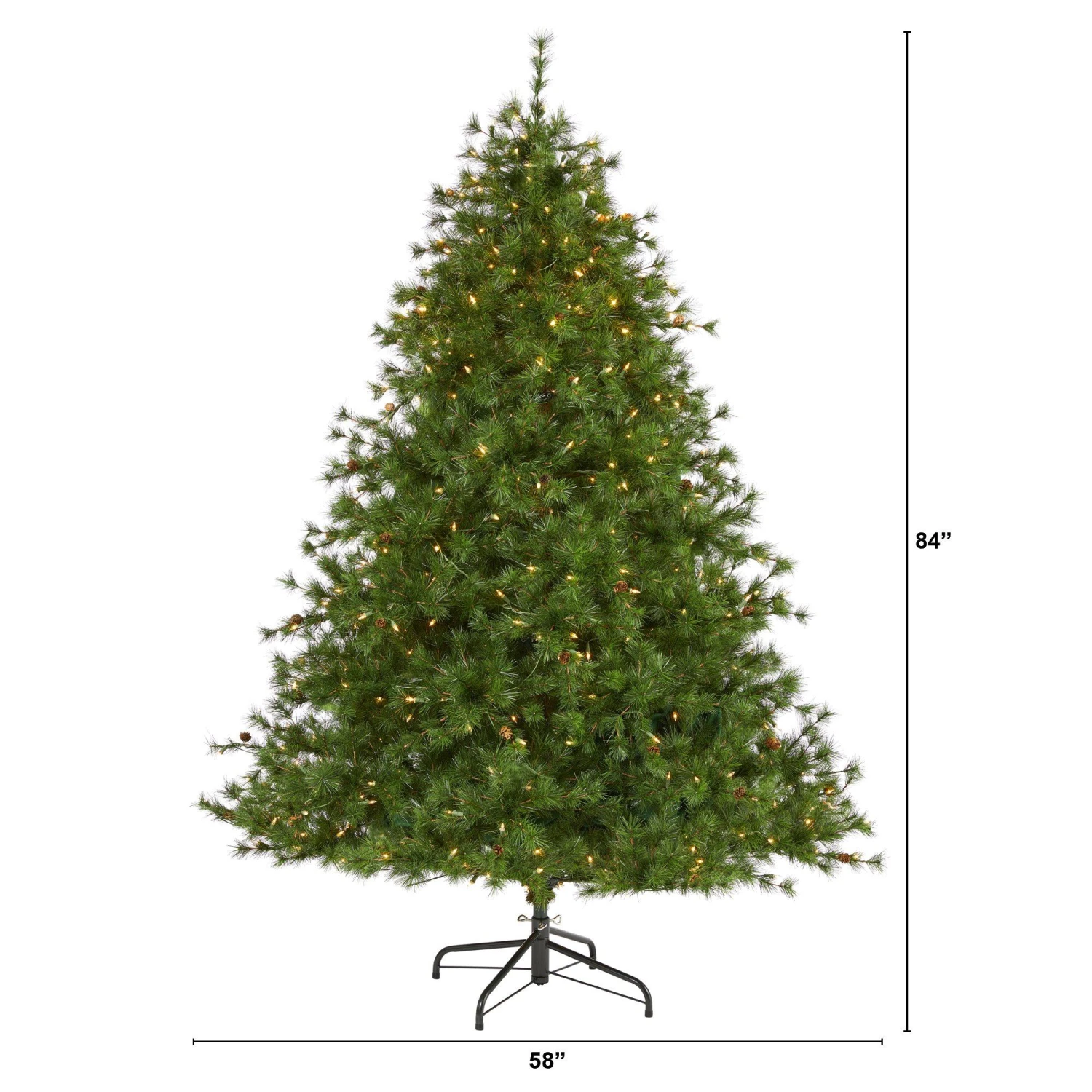 7’ Colorado Mountain Pine Artificial Christmas Tree With 450 Clear Lights, 1453 Bendable Branches And Pine Cones 2 7’ Colorado Mountain Pine Artificial Christmas Tree With 450 Clear Lights, 1453 Bendable Branches And Pine Cones - Image 2