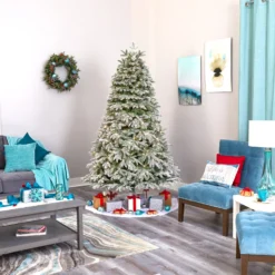 7' Flocked Colorado Mountain Fir Artificial Christmas Tree 14 7' Flocked Colorado Mountain Fir Artificial Christmas Tree -Cheap Artificial Trees Store artificial 7 flocked colorado mountain fir artificial christmas tree with 700 warm white microdot multifunction led lights with instant connect technology and 1455 bendab 187770