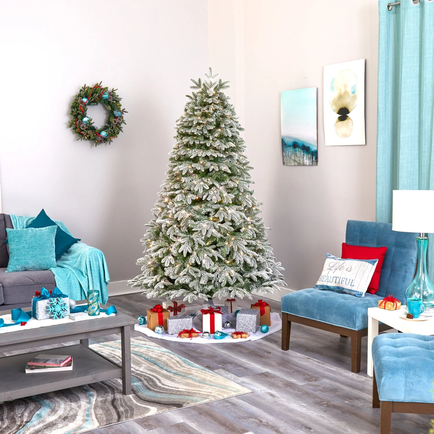 7' Flocked Colorado Mountain Fir Artificial Christmas Tree 7 7' Flocked Colorado Mountain Fir Artificial Christmas Tree - Image 7