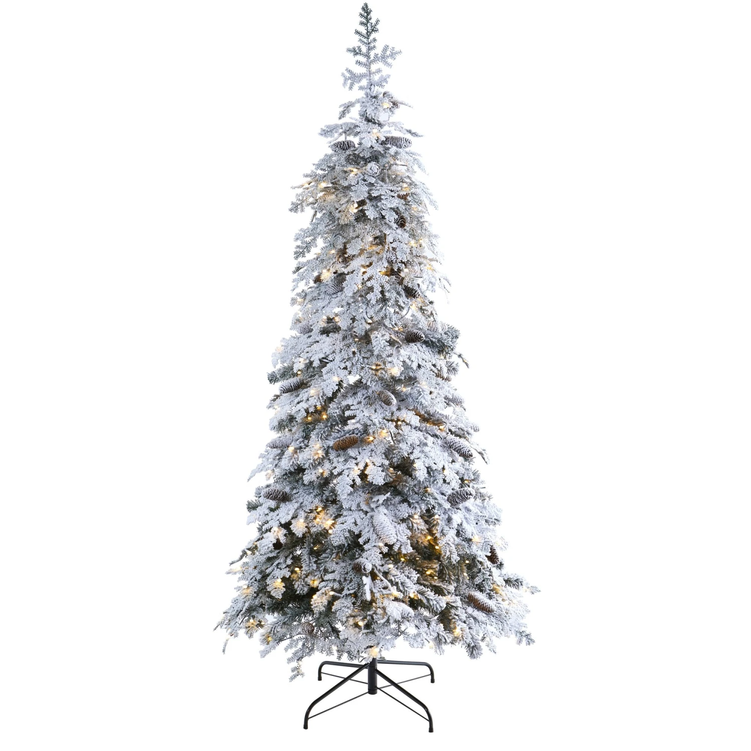 7’ Flocked Montana Down Swept Spruce Artificial Christmas Tree With Pinecones And 400 LED Lights 1 7’ Flocked Montana Down Swept Spruce Artificial Christmas Tree With Pinecones And 400 LED Lights
