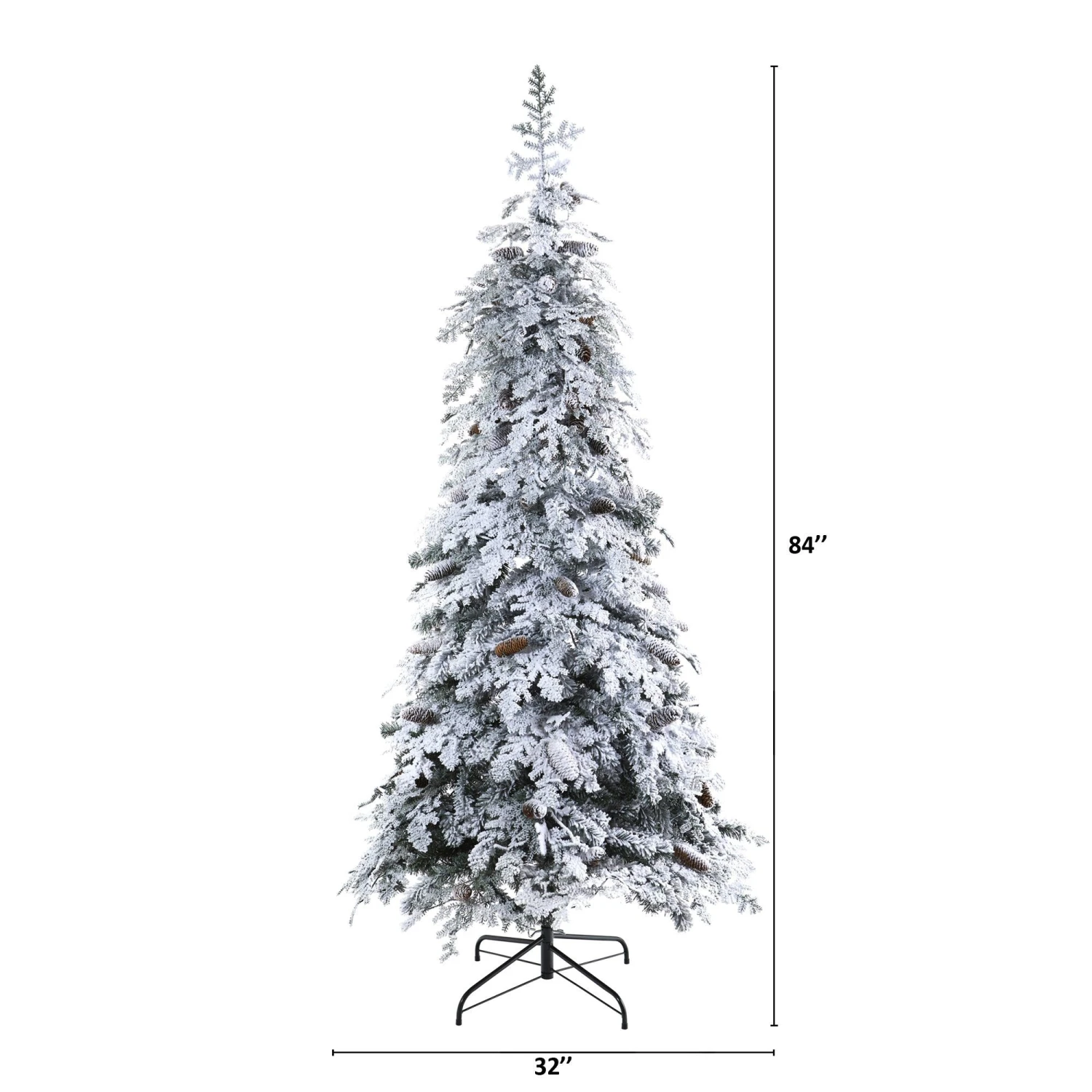 7’ Flocked Montana Down Swept Spruce Artificial Christmas Tree With Pinecones And 400 LED Lights 2 7’ Flocked Montana Down Swept Spruce Artificial Christmas Tree With Pinecones And 400 LED Lights - Image 2