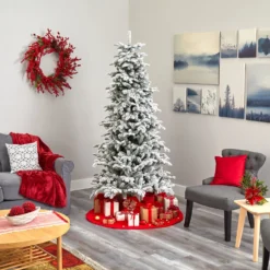 7’ Flocked North Carolina Fir Artificial Christmas Tree With 550 Warm White Lights And 2090 Bendable Branches -Cheap Artificial Trees Store artificial 7 flocked north carolina fir artificial christmas tree with 550 warm white lights and 2090 bendable branches nearly natural 514912