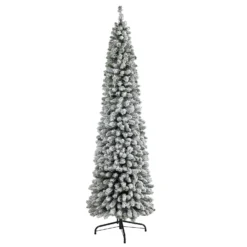 7’ Flocked Pencil Artificial Christmas Tree With 574 Bendable Branches