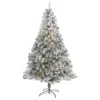 7' Flocked Rock Springs Spruce Artificial Christmas Tree With 350 Clear LED Lights And 800 Bendable Branches