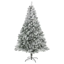 7' Flocked Rock Springs Spruce Artificial Christmas Tree With 800 Bendable Branches