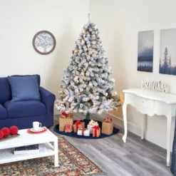 7' Flocked West Virginia Fir Artificial Christmas Tree With 350 Clear LED Lights -Cheap Artificial Trees Store artificial 7 flocked west virginia fir artificial christmas tree with 350 clear led lights nearly natural 560842