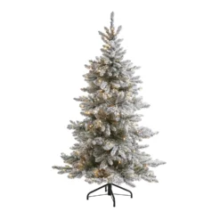 7’ Flocked West Virginia Spruce Artificial Christmas Tree With 400 Clear Lights And 1468 Bendable Branches