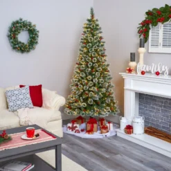 7’ Frosted Swiss Pine Artificial Christmas Tree With 400 Clear LED Lights And Berries 11 7’ Frosted Swiss Pine Artificial Christmas Tree With 400 Clear LED Lights And Berries -Cheap Artificial Trees Store artificial 7 frosted swiss pine artificial christmas tree with 400 clear led lights and berries nearly natural 224580