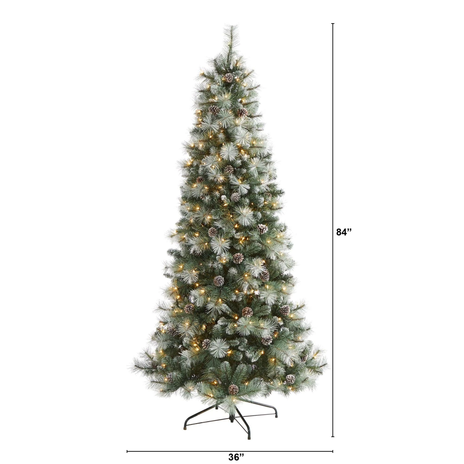 Frosted Tip British Columbia Mountain Pine Artificial Christmas Tree With 400 Clear Lights, Pine Cones And 882 Bendable Branches 2 Frosted Tip British Columbia Mountain Pine Artificial Christmas Tree With 400 Clear Lights, Pine Cones And 882 Bendable Branches - Image 2
