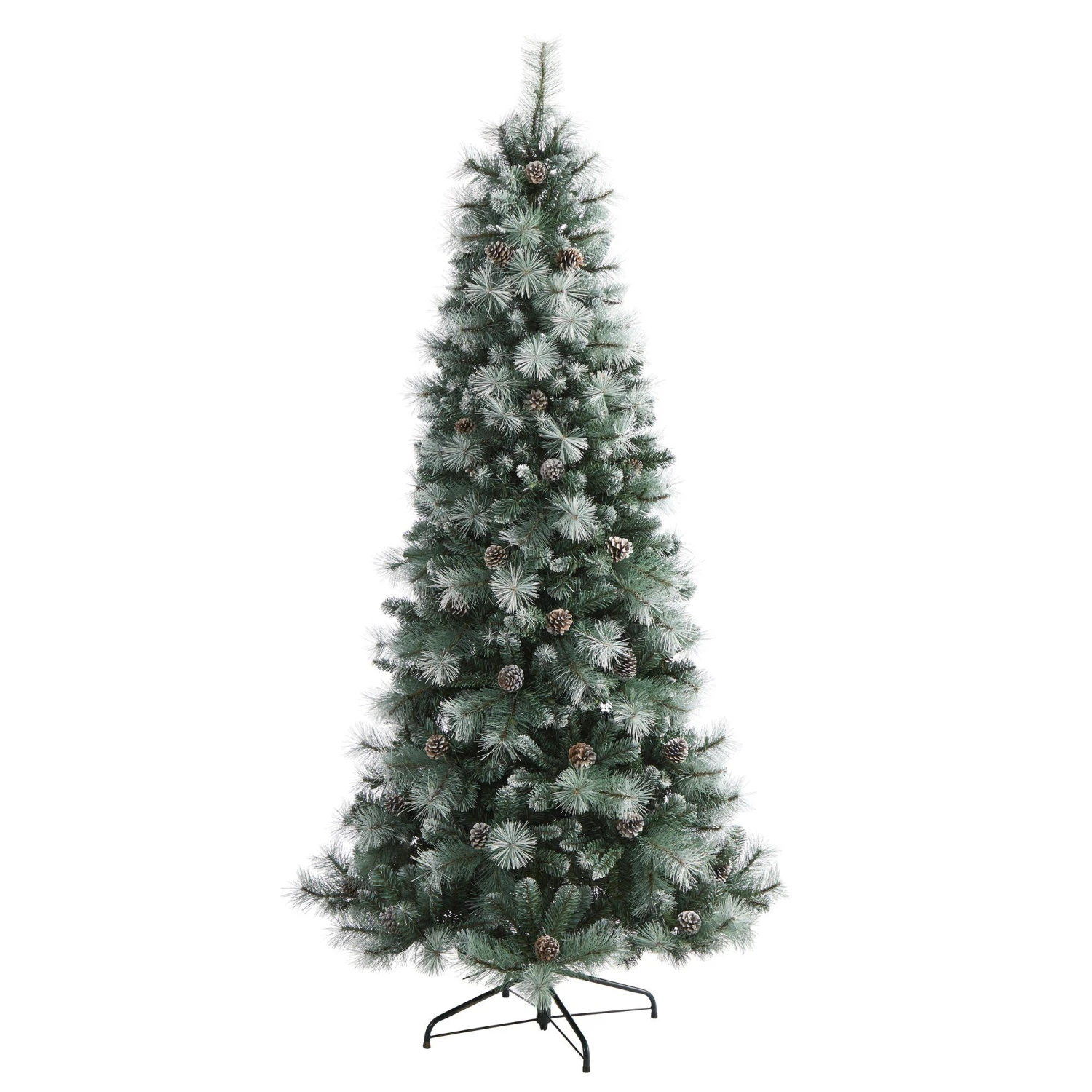 Frosted Tip British Columbia Mountain Pine Artificial Christmas Tree With 400 Clear Lights, Pine Cones And 882 Bendable Branches 3 Frosted Tip British Columbia Mountain Pine Artificial Christmas Tree With 400 Clear Lights, Pine Cones And 882 Bendable Branches - Image 3