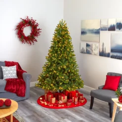 7’ New Haven Spruce “Natural Look” Artificial Christmas Tree With 500 LED Lights -Cheap Artificial Trees Store artificial 7 new haven spruce natural look artificial christmas tree with 500 led lights nearly natural 931522