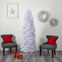 7’ Slim White Artificial Christmas Tree With 995 Bendable Branches -Cheap Artificial Trees Store artificial 7 slim white artificial christmas tree with 995 bendable branches christmas tree nearly natural 584064