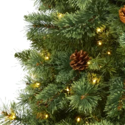 7’ White Mountain Pine Artificial Christmas Tree With 400 Clear LED Lights And Pine Cones -Cheap Artificial Trees Store artificial 7 white mountain pine artificial christmas tree with 400 clear led lights and pine cones nearly natural 484159