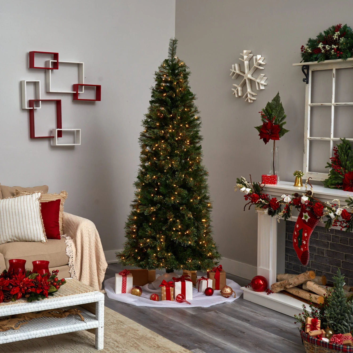 7.5’ Cashmere Slim Christmas Tree W/Clear Lights 6 7.5’ Cashmere Slim Christmas Tree W/Clear Lights - Image 6