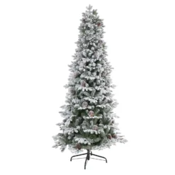 7.5' Flocked Alaskan Pre-Lit Artificial Christmas Tree 350 LED Lights And 2155 Bendable Branches 10 7.5' Flocked Alaskan Pre-Lit Artificial Christmas Tree 350 LED Lights And 2155 Bendable Branches -Cheap Artificial Trees Store artificial 75 flocked alaskan pre lit artificial christmas tree 350 led lights and 2155 bendable branches nearly natural 355002