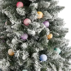 7.5' Flocked British Columbia Mountain Fir Artificial Christmas Tree With 95 Multi Color Globe Bulbs And 1113 Branches -Cheap Artificial Trees Store artificial 75 flocked british columbia mountain fir tree with 95 multi color globe bulbs and 1113 branches nearly natural 905183