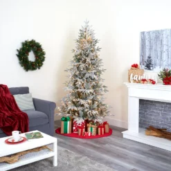 7.5’ Flocked Manchester Spruce Artificial Christmas Tree With 450 Lights And 949 Bendable Branches -Cheap Artificial Trees Store artificial 75 flocked manchester spruce artificial christmas tree with 450 lights and 949 bendable branches nearly natural 447179