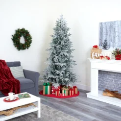 7.5’ Flocked Manchester Spruce Artificial Christmas Tree With 450 Lights And 949 Bendable Branches -Cheap Artificial Trees Store artificial 75 flocked manchester spruce artificial christmas tree with 450 lights and 949 bendable branches nearly natural 792309