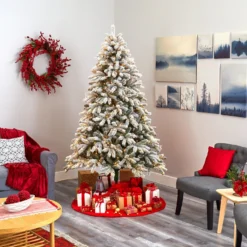 7.5’ Flocked South Carolina Spruce Artificial Christmas Tree With 600 Clear Lights And 1537 Bendable Branches -Cheap Artificial Trees Store artificial 75 flocked south carolina spruce artificial christmas tree with 600 clear lights and 1537 bendable branches nearly natural 911793