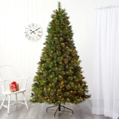 7.5’ Golden Tip Washington Pine Artificial Christmas Tree With 600 Clear Lights, Pine Cones And 1568 Bendable Branches -Cheap Artificial Trees Store artificial 75 golden tip washington pine artificial christmas tree with 600 clear lights pine cones and 1568 bendable branches nearly natural 757980