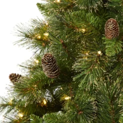 7.5’ Golden Tip Washington Pine Artificial Christmas Tree With 600 Clear Lights, Pine Cones And 1568 Bendable Branches -Cheap Artificial Trees Store artificial 75 golden tip washington pine artificial christmas tree with 600 clear lights pine cones and 1568 nearly natural 120587