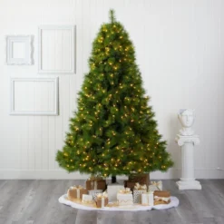 7.5’ Green Scotch Pine Artificial Christmas Tree With 550 Clear LED Lights -Cheap Artificial Trees Store artificial 75 green scotch pine artificial christmas tree with 550 clear led lights nearly natural 354145