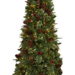 7.5’ Norway Mixed Pine Artificial Christmas Tree With 450 Clear LED Lights, Pine Cones And Berries -Cheap Artificial Trees Store artificial 75 norway mixed pine artificial christmas tree with 450 clear led lights pine cones and berries nearly natural 492895